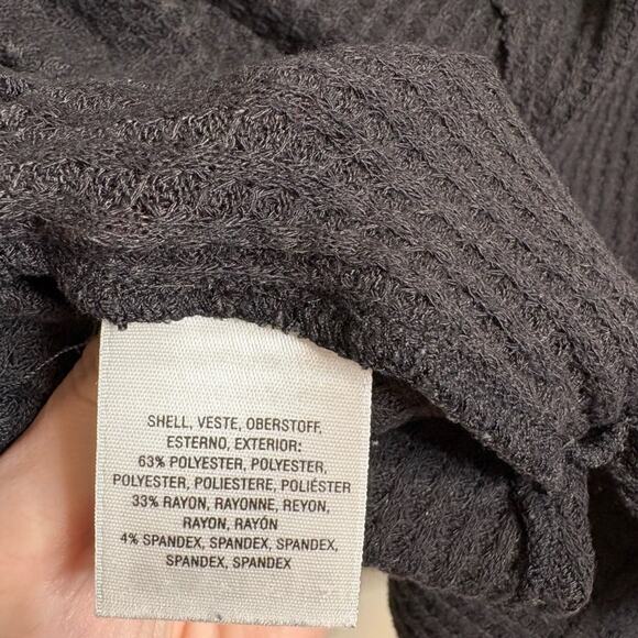 Anthropologie Maeve Pearson Waffle Knit Thermal Long Sleeve Black Size XS - Picture 7 of 8